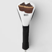 カップケーキ漫画イラストレーション ゴルフヘッドカバー (正面)