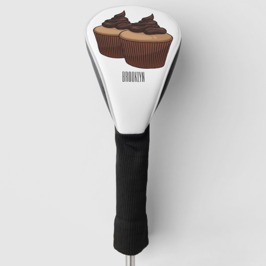 カップケーキ漫画イラストレーション ゴルフヘッドカバー (正面)