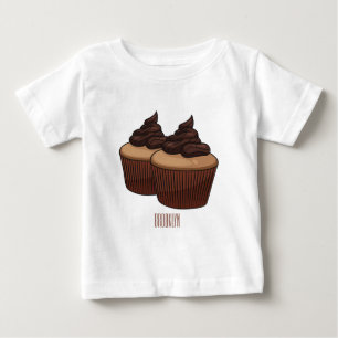 カップケーキ漫画イラストレーション ベビーTシャツ
