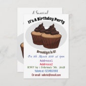 カップケーキ漫画イラストレーション 招待状 (正面/裏面)