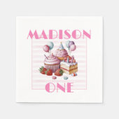 カップケーキ甘い誕生日パーティーガールウォーター色1 スタンダードカクテルナプキン (正面)