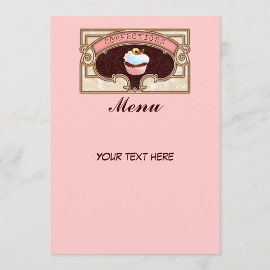 カップケーキ菓子メニューサインヴィンテージスタイル メニュー (正面)