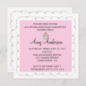 カップケーキ誕生日お泊り! 招待状 (正面/裏面)