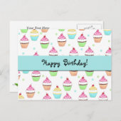 カップケーキ誕生日はがき ポストカード (正面/裏面)
