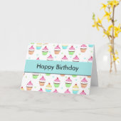 カップケーキ誕生日カード カード (黄色い花)