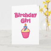 カップケーキ誕生日ガール7 カード (黄色い花)