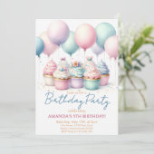 カップケーキ誕生日パーティーの招待 招待状 (スタンド正面)