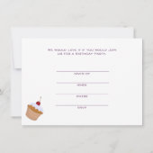 カップケーキ誕生日パーティーの招待 招待状 (裏面)