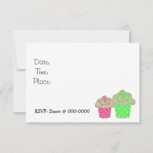 カップケーキ誕生日パーティーの招待 招待状 (裏面)