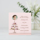 カップケーキ誕生日パーティーの招待 招待状 (スタンド正面)