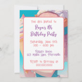 カップケーキ誕生日パーティーを楽しむアニメガール 招待状 (裏面)