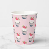 カップケーキ誕生日パーティーカップ – かわいいピンクのデザートTh 紙コップ (左)