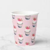 カップケーキ誕生日パーティーカップ – かわいいピンクのデザートTh 紙コップ (正面)