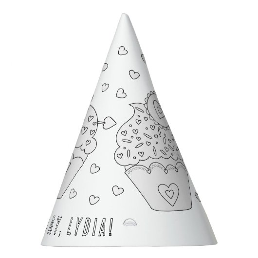 カップケーキ誕生日パーティー – カラーあなた自身のパーティー帽子 パーティーハット (右)