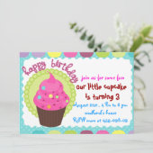 カップケーキ誕生日パーティー 招待状 (スタンド正面)