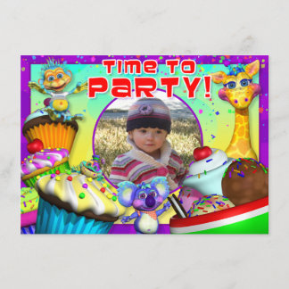 カップケーキ誕生日招待状と"The GiggleBellies" 招待状