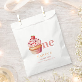 カップケーキ誕生日招待状ガールズ1st誕生日 フェイバーバッグ