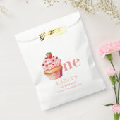 カップケーキ誕生日招待状ガールズ1st誕生日 フェイバーバッグ (封をした状態)