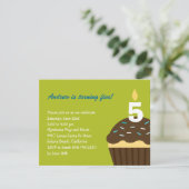 カップケーキ誕生日招待状-ライム 招待状 (スタンド正面)