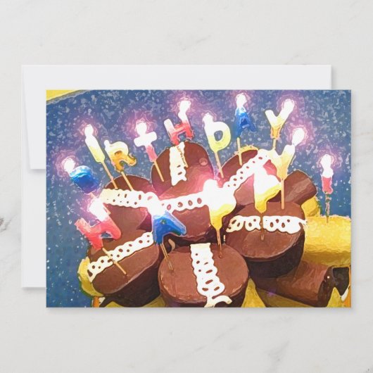 カップケーキ誕生日招待状 招待状 (正面)