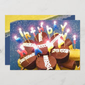 カップケーキ誕生日招待状 招待状 (正面/裏面)