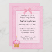 カップケーキ誕生日招待状 招待状 (正面/裏面)