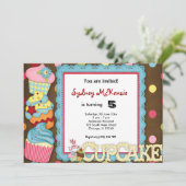 カップケーキ誕生日 招待状 (スタンド正面)