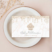 カップケーキ金ゴールドグリッタードリップスマーブルベーカリーデザート 名刺