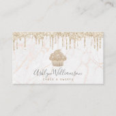 カップケーキ金ゴールドグリッタードリップスマーブルベーカリーデザート 名刺 (正面)