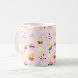 カップケーキ食品ピンクパターン コーヒーマグカップ