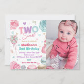 カップケーキ2nd誕生日パーティー2スイートキャンディ 招待状 (正面)