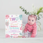 カップケーキ2nd誕生日パーティー2スイートキャンディ 招待状 (スタンド正面)