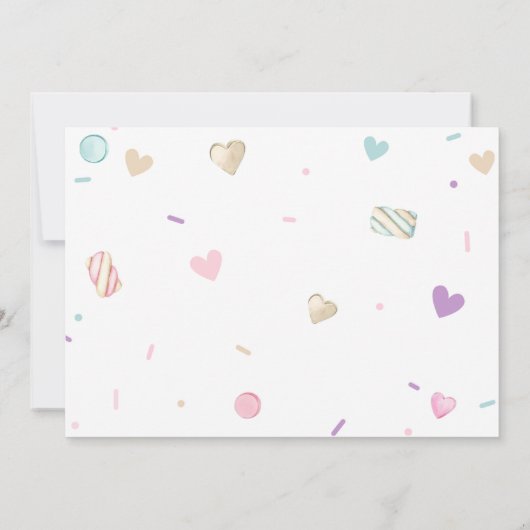 カップケーキ3回目の誕生日パーティー3つがいっぱいで甘い 招待状 (裏面)