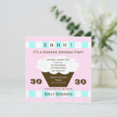 カップケーキ30thサプライズ誕生日パーティーへの招待 招待状 (スタンド正面)