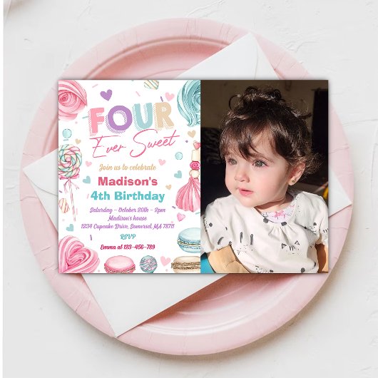 カップケーキ4thバースデーパーティー4エバーサート 招待状