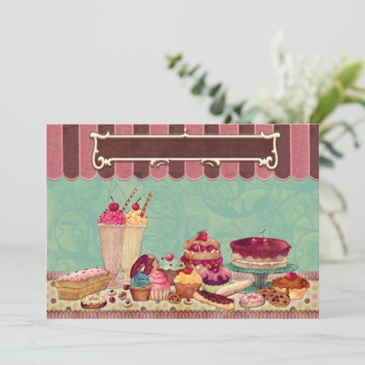 カップケーキ&アイスクリームパーティの招待状 招待状 (スタンド正面)