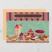 カップケーキ&アイスクリームパーティの招待状 招待状 (正面/裏面)