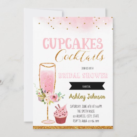 カップケーキ&カクテルパーティの招待状 招待状 (正面)