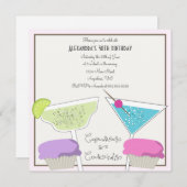 カップケーキ&カクテル誕生日招待状 招待状 (正面/裏面)