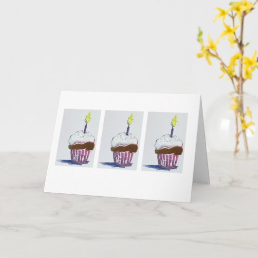 カップケーキ カード (黄色い花)