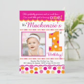 カップケーキ キューティー パイ（ピンク＆オレンジ） 誕生日おめでとう 招待状 (スタンド正面)