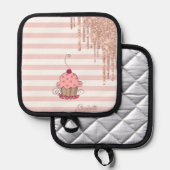 カップケーキ,グリッタードリップ,ストライプ 鍋敷き (正面/裏面)