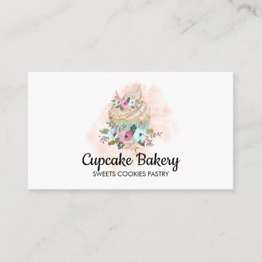 カップケーキ ケーキ パティシエ ペストリー 水彩 名刺 (正面)