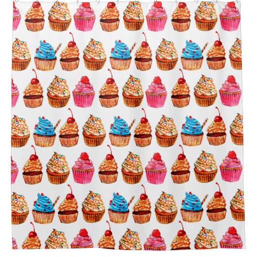カップケーキ シャワーカーテン (正面)