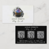*~* カップケーキ ショップ 3 QR ソーシャル メディア ベーカリー 名刺 (正面/裏面)
