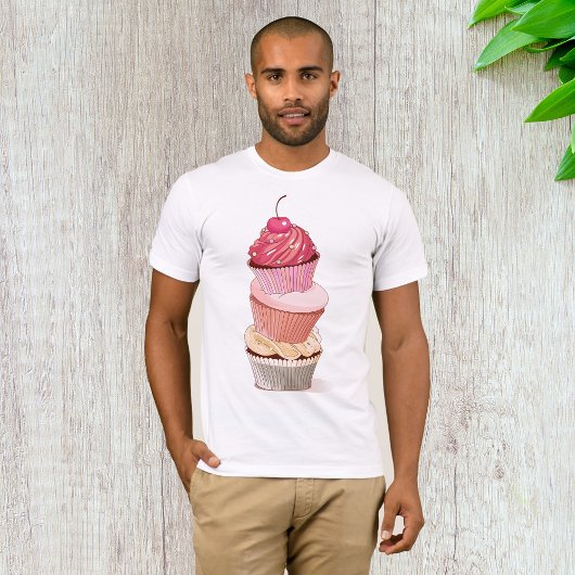 カップケーキ・スタック メンズTシャツ Tシャツ