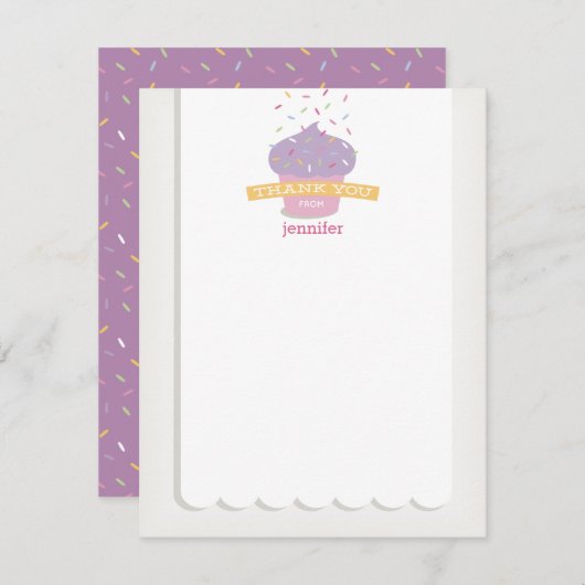 カップケーキ スプリンクル 感謝メモ ノートカード (正面/裏面)