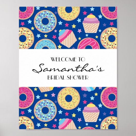 カップケーキ&ドーナツ歓迎サイン ポスター (正面)