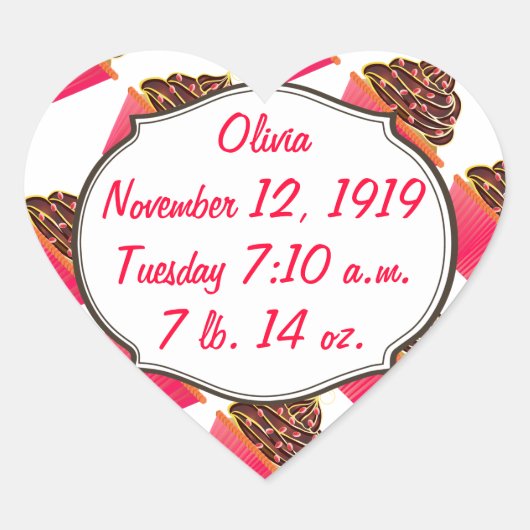 カップケーキ ハートシール (正面)