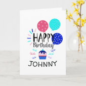 カップケーキ&バルーンハッピーバースデー文字- カード (黄色い花)